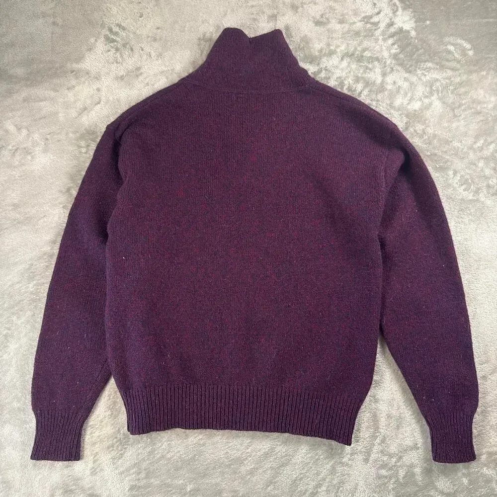Vintage Eddie Bauer Wool Blend Sweater Men’s Large Purple Shawl Collar USA